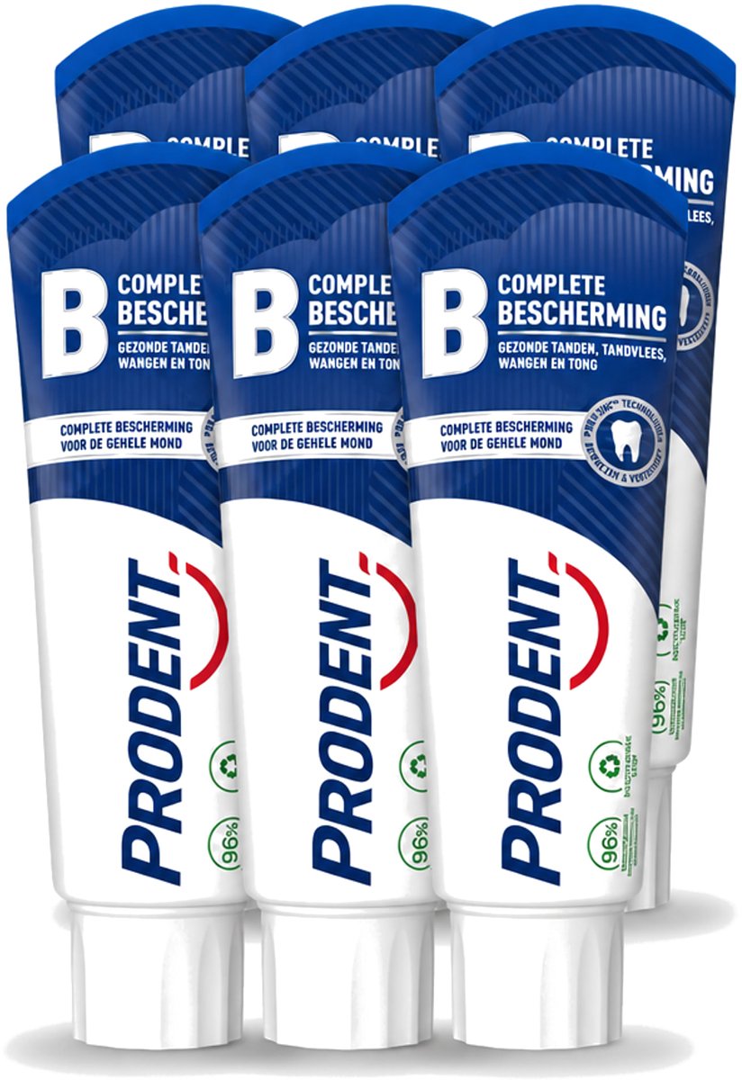 6 x Prodent – Tandpasta – Complete Bescherming – Pro-Zinc Technologie – 75 ml - Voordeelverpakking - 6 stuks