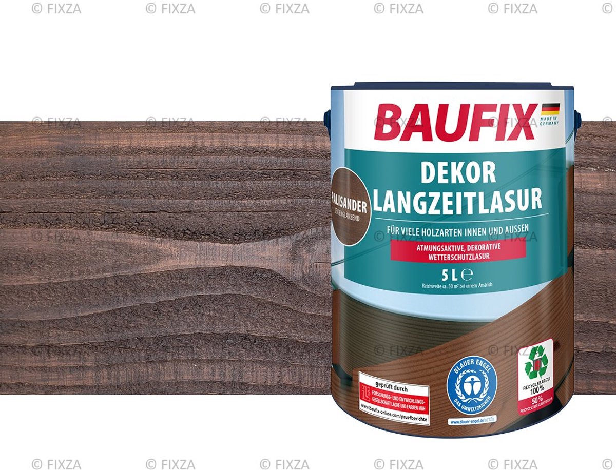 BAUFIX Decor Houtbeits – Palisander – Zijdeglans 5L – Buiten & Binnen – Voor Schutting, Tuinhuis & Blokhut – UV- & Weerbestendig