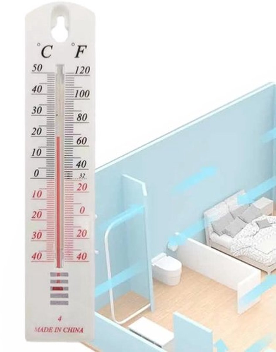 Temperatuurmeter voor binnen en buiten - Weerstationmonitor - Klimaatcontrole - Breed meetbereik - 218 x 46 cm - Wit