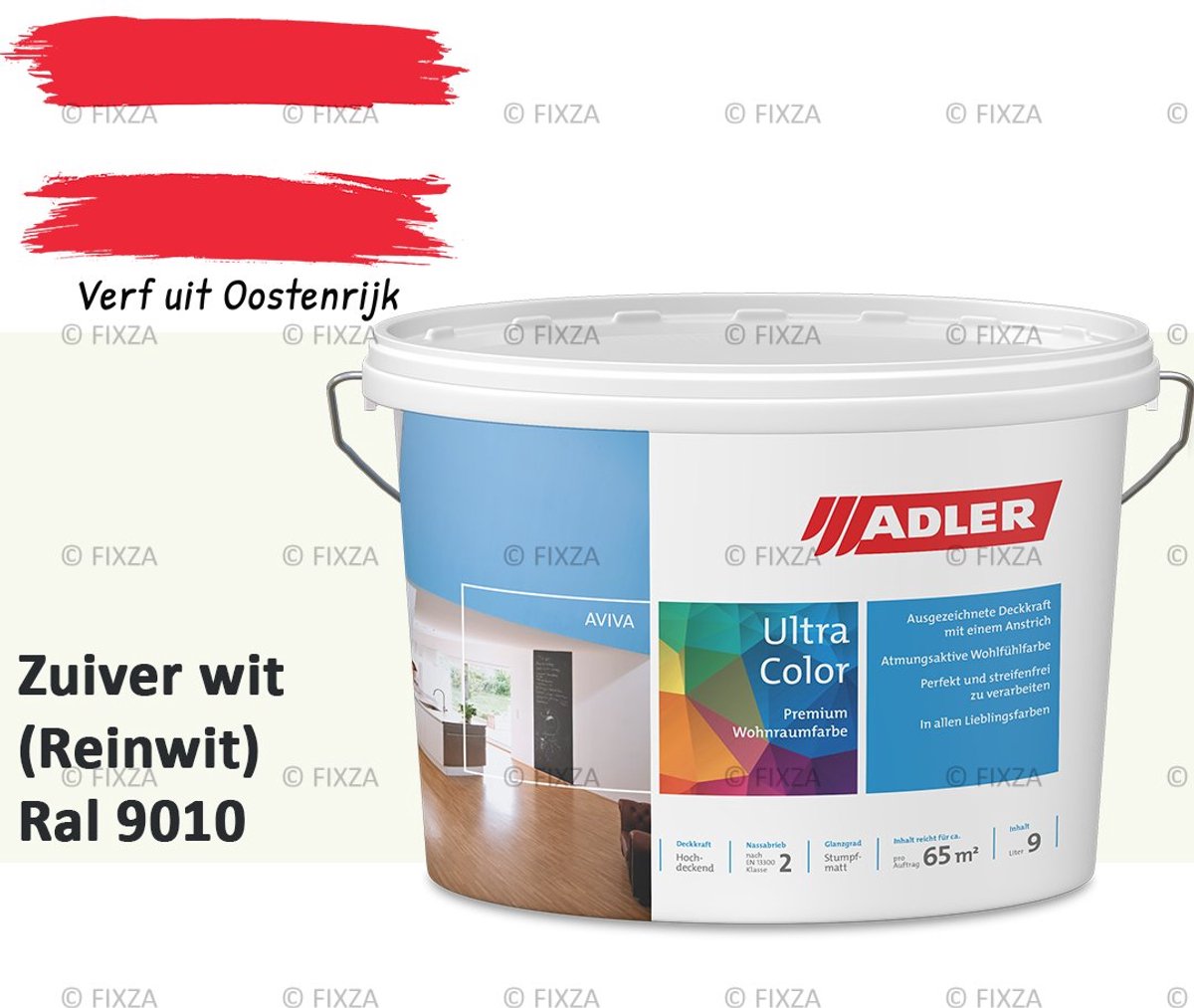 ADLER Aviva Ultra-Color SD Muurverf – Premium Matte Binnenmuurverf met Smart-Dry Technologie – Streeploos & Hoge Dekking – Zuiver wit (Reinwit) – 1 Liter