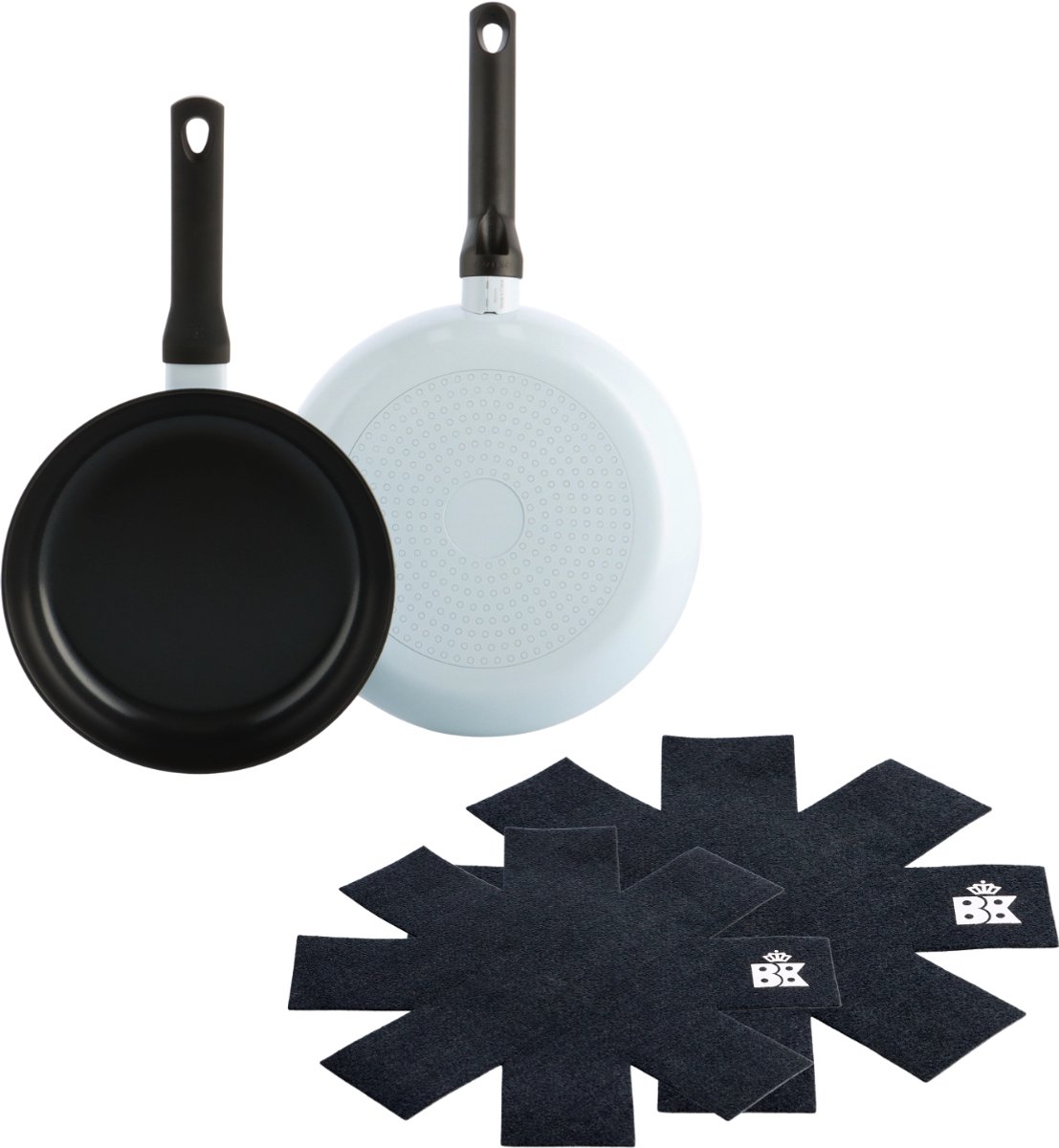 BK Enjoy Koekenpannenset 2 delig - 24/28cm - PFAS-vrije antikleeflaag - Pannenset inductie - Keramische pan - Ovenbestendig tot 160°C - Koudgrepen - Met Pan protectors - Lichtblauw