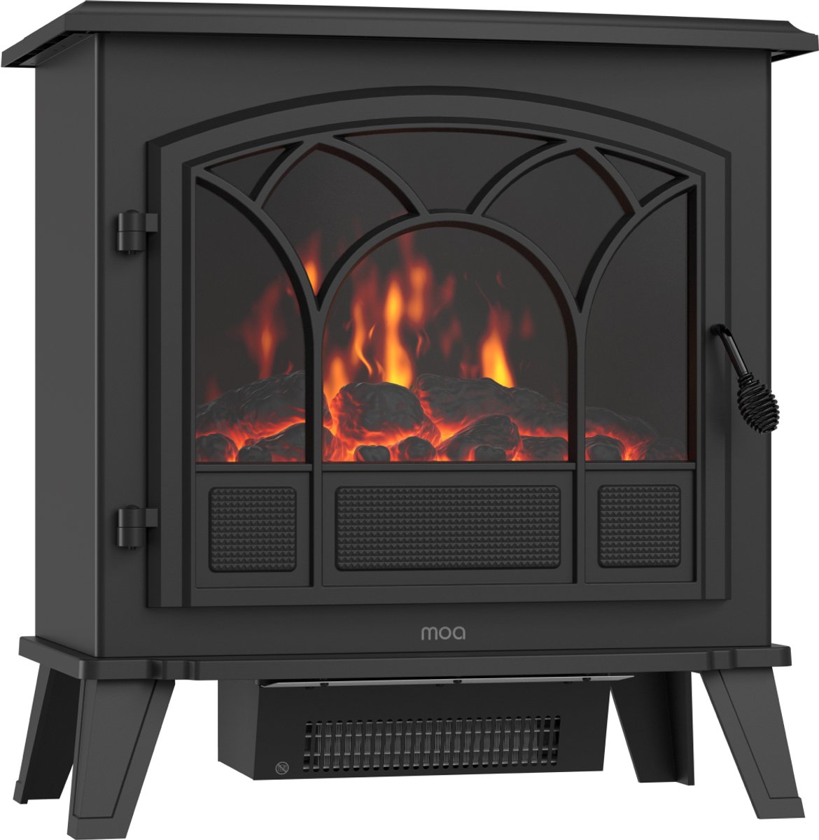 MOA Sfeerhaard Elektrisch - Tot 25m² - Haard met Verwarming - 1850W - Openhaard - Dimbaar LED Vlameffect - 2 Warmtestanden - Zwart