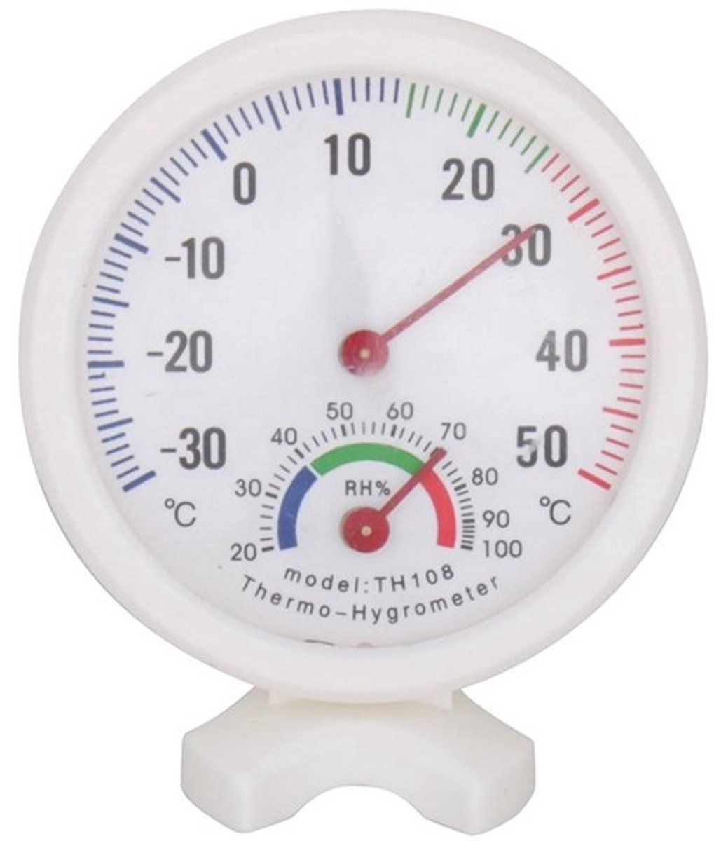 Binnenthermometer en vochtigheidsmeter - Kamertemperatuurmeter - Voor het monitoren van het binnenklimaat - Analoge wijzerplaat - 9 x 9 x 3 cm