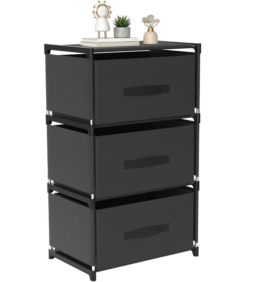 Arvioo - Opbergkast - 3 lades - Zwart - 40x26x67cm - Eenvoudige montage