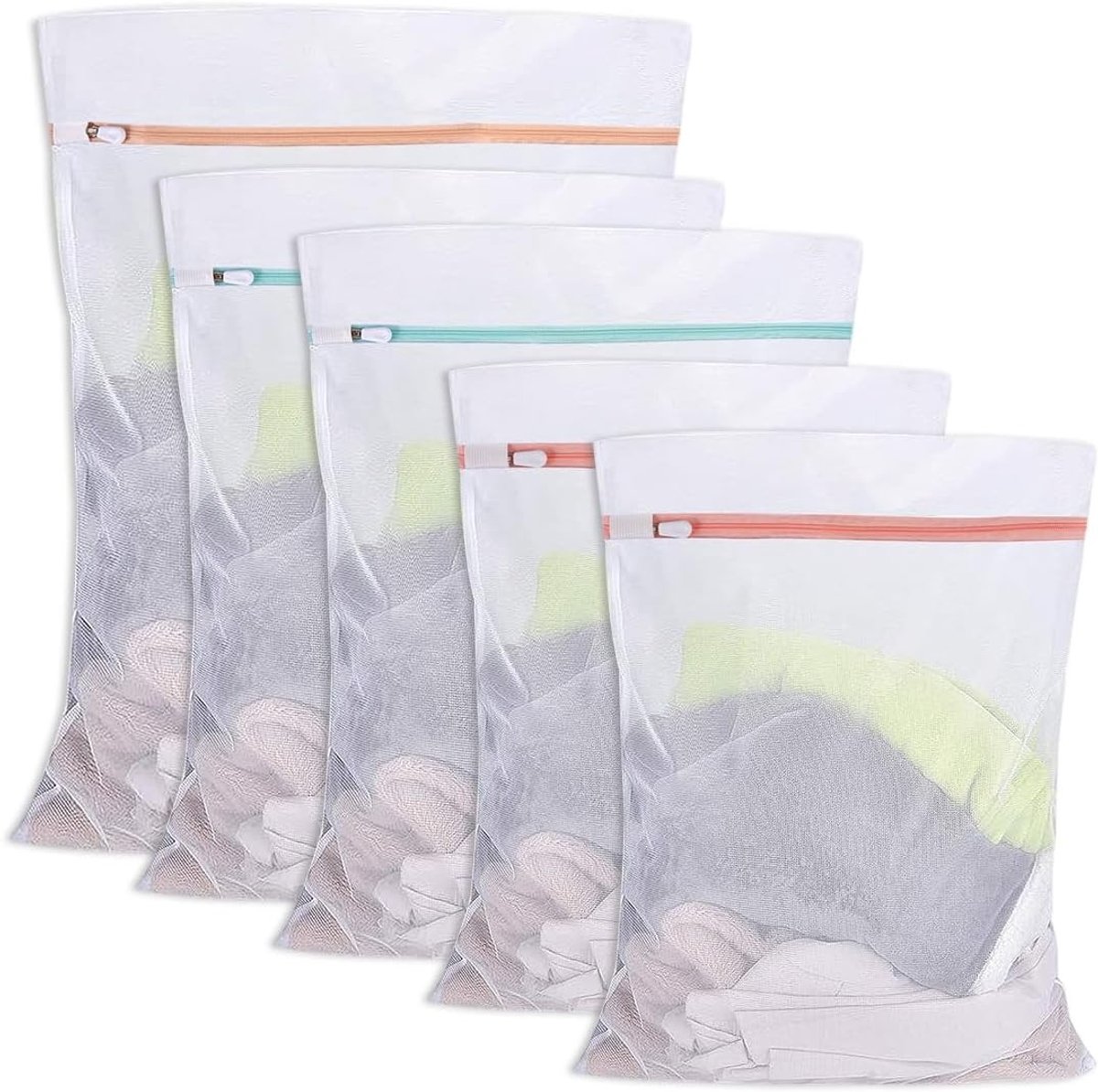 Set van 5 Wasnetten voor de Wasmachine - Ideaal voor Kleding, Ondergoed en Delicate Stoffen 30x40/40x50/50x60 cm