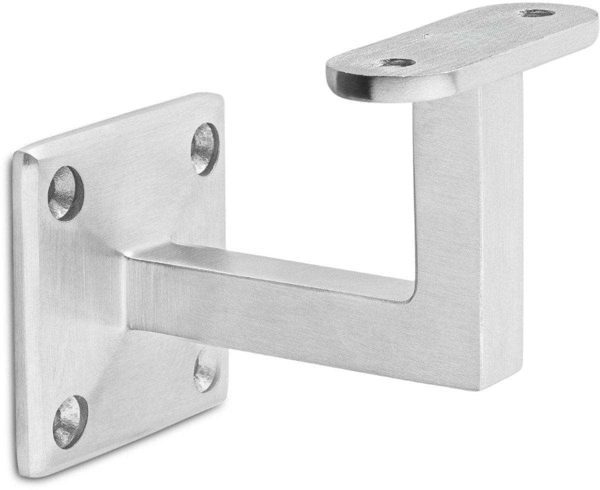 RVS trapleuninghouder - Leuningdrager RVS Model J – Vlak zadel – Bevestiging met schroeven (incl. bevestigingsmateriaal)