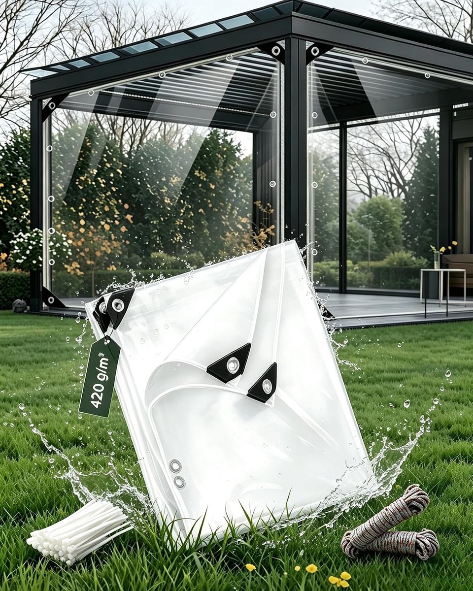 Transparante zeildoek 420 g/m² - Waterdicht - Met oogjes - Ideaal voor buitenbescherming - ShopVlot