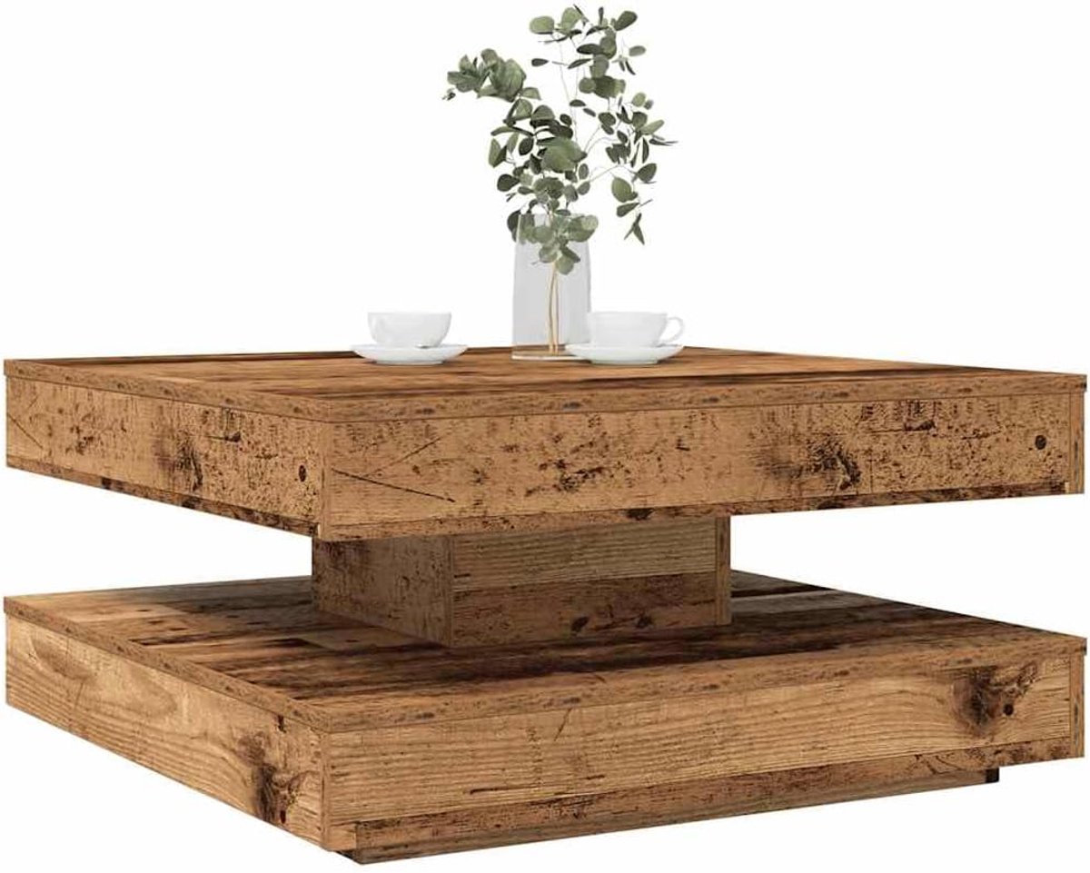 Hout 360 graden draaibaar 70x70x34.5 cm Oud hout
