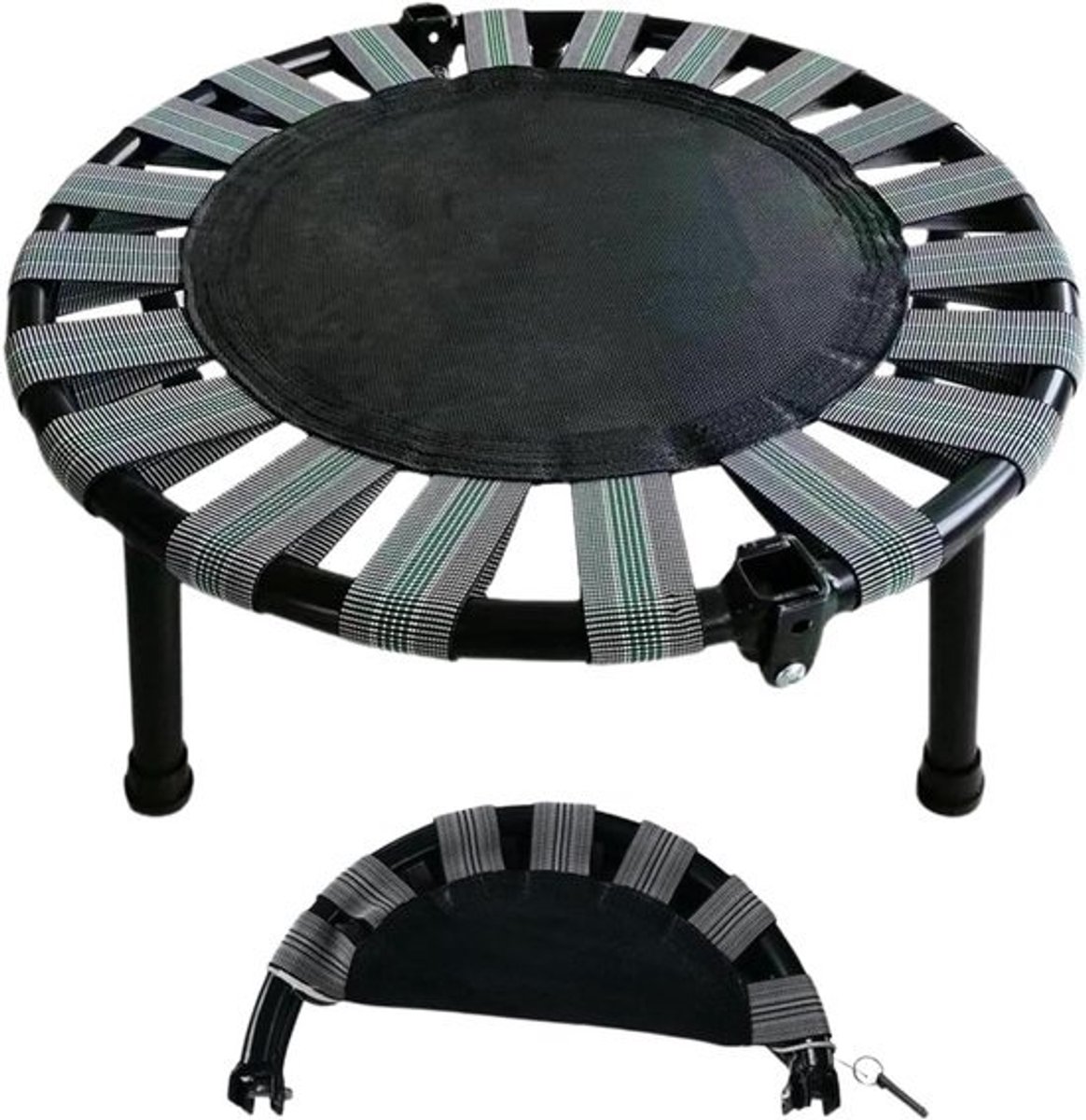 Mini-trampoline - Indoor-rebounder - Voor thuisfitness - Stil en opvouwbaar - 49.9 x 26.3 cm - Grijs