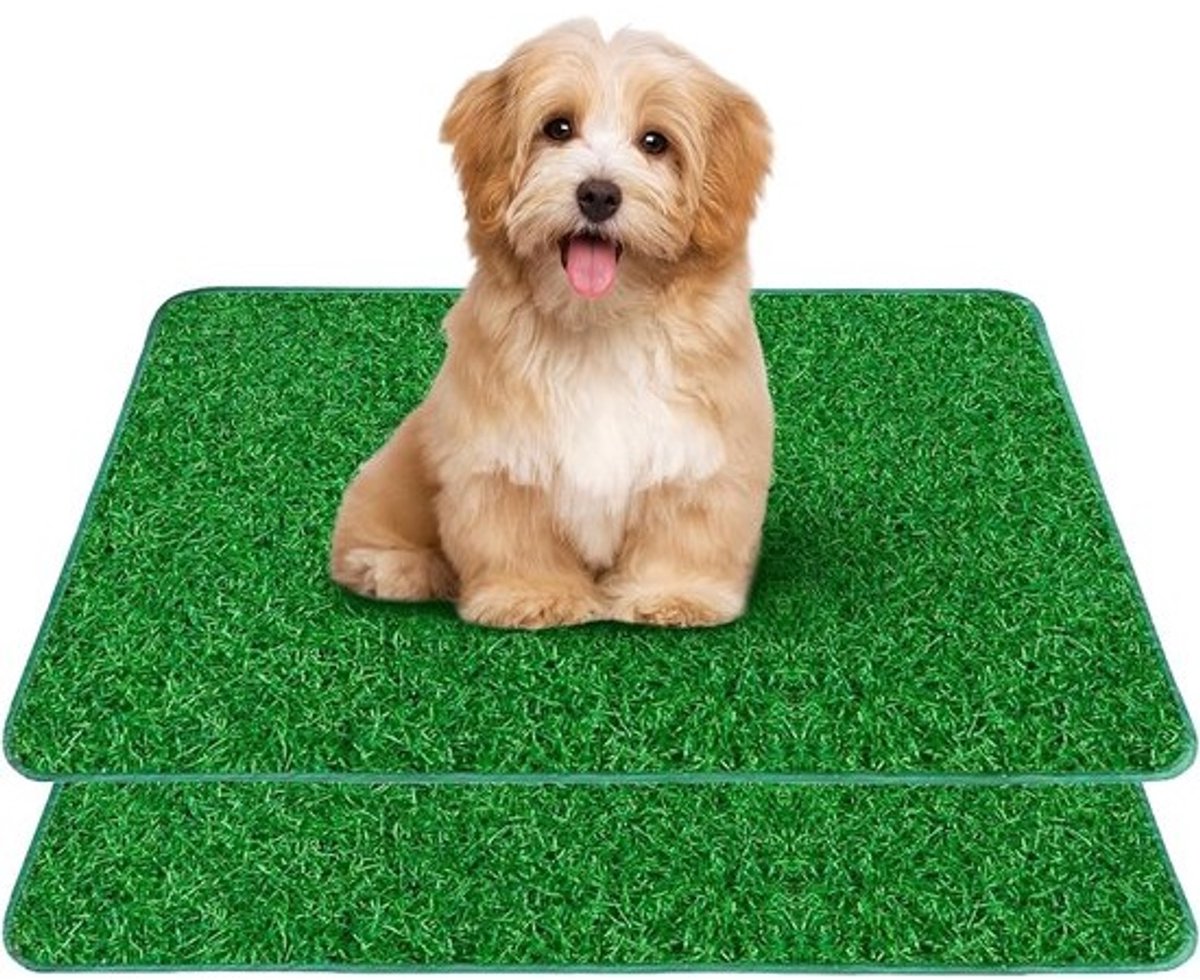 Kunstgras voor hondentoilet - Trainingsmat voor puppy's - Voor binnen en buiten - Herbruikbaar reservegras - 46 x 58 cm - Groen
