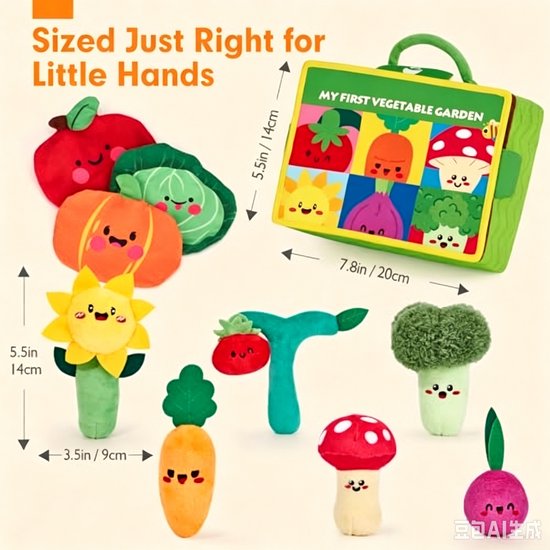 Baby Speelgoed 6-12 Maanden - Fruit en Groenten Tuin Plant Boerderij Pluche - Montessori Sensorisch Speelgoed voor 6 Maanden - Wortel en Bloem met Ramelaar, Spiegel, Pieper en Knisper - Cadeau voor Baby's 9 Maanden - Stimuleert Zintuigen en Motoriek van casalora — afbeelding 4