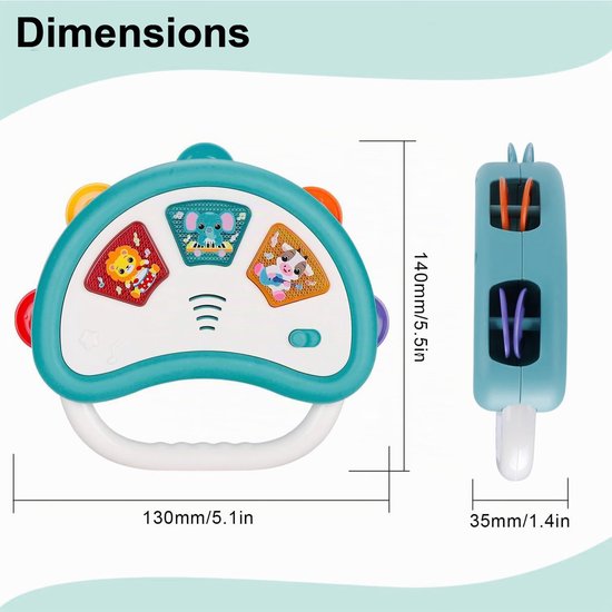 Baby Muziek Speelgoed - Interactieve Handtrommel met Licht en Geluid - Baby Speelgoed - Educatief Speelgoed - Sensorisch Speelgoed - voor peuters 6-12 maanden - Reisspeelgoed — afbeelding 2