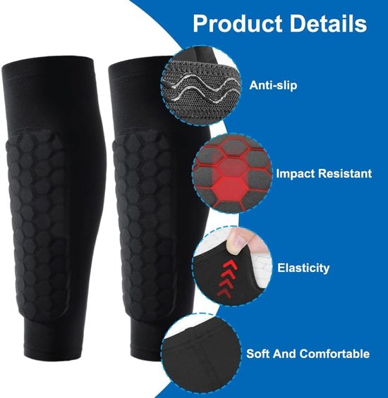Shin Guards voor Bescherming van de Schenen, Antislip Strips en Comfortabele Pasvorm, 1 Paar — afbeelding 5