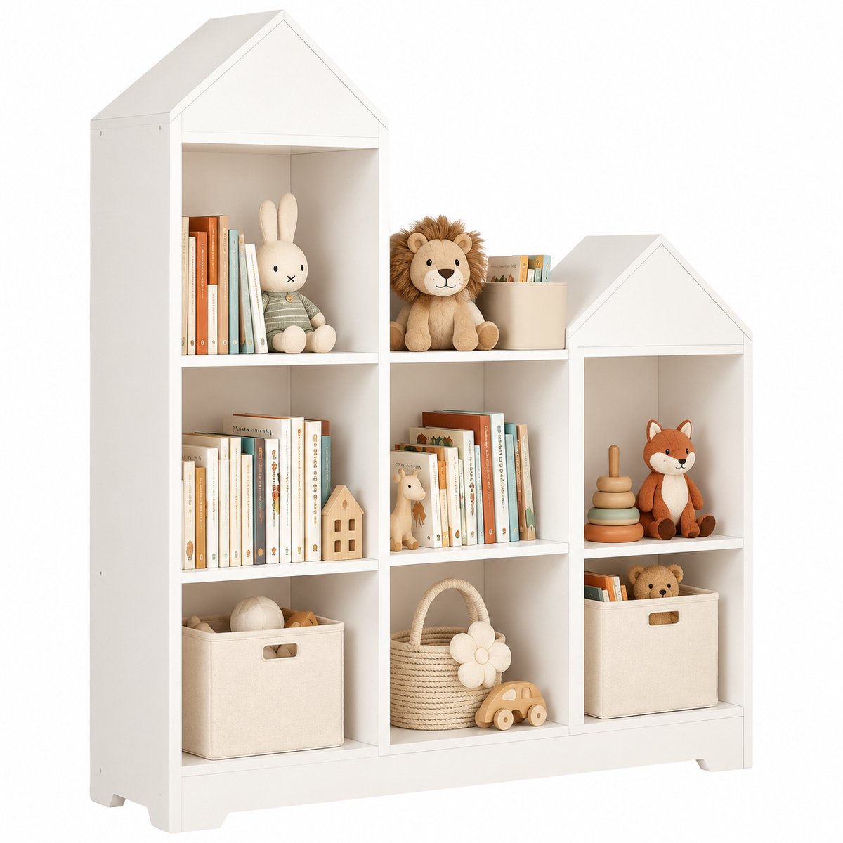 Bresht Boekenkast - Kast - Met 5 Planken - Industrieel - Metaal & Hout - Houtlook en zwart - 180 × 80 × 30 cm