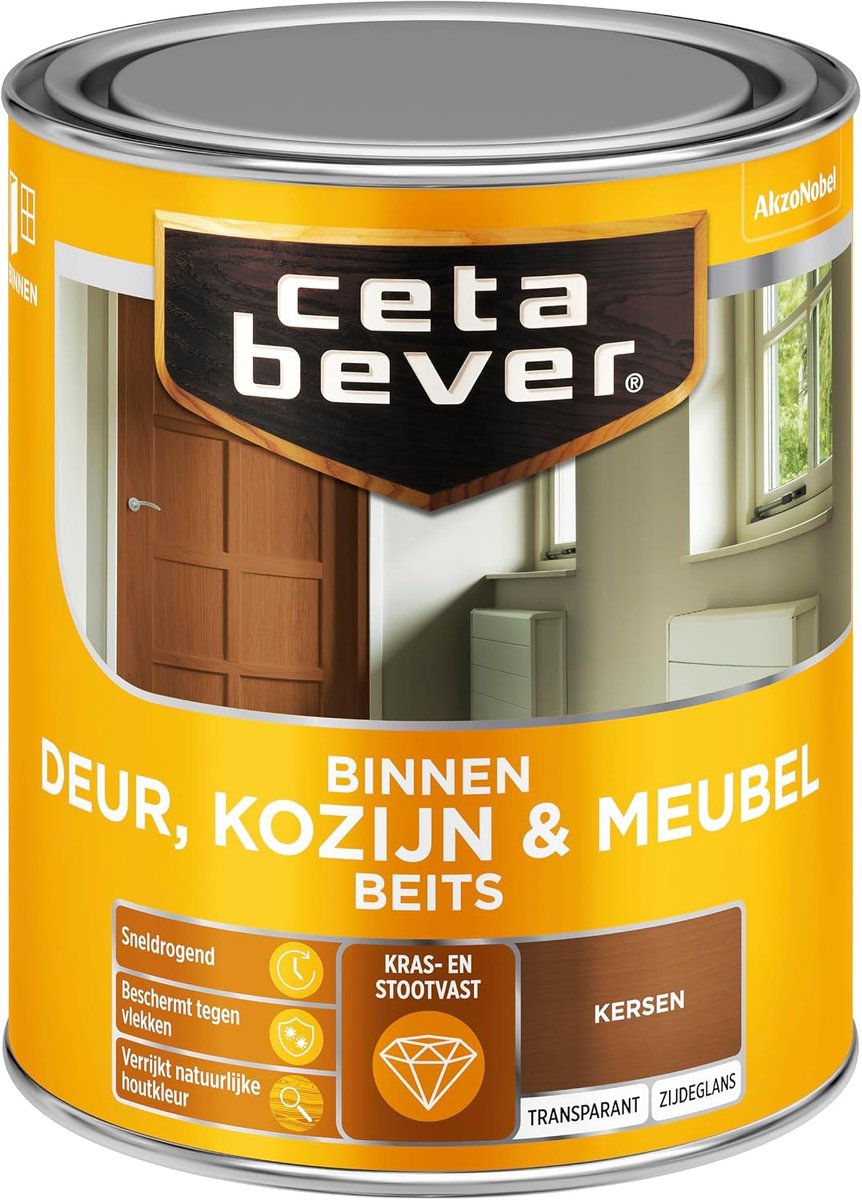 Binnenlak satin - 0.75 liter - Kersen - Sneldrogend - Beschermt tegen vlekken - ShopVlot