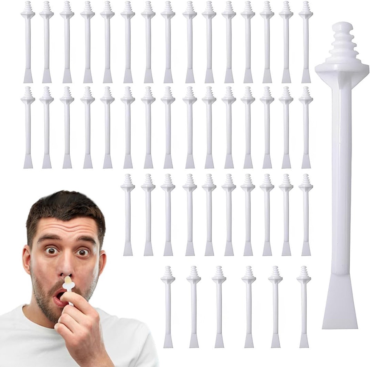 Neuswasstaafjes 100 stuks - PVC dubbel uiteinde - 7,6 cm - Voor gezicht en lippen - ShopVlot