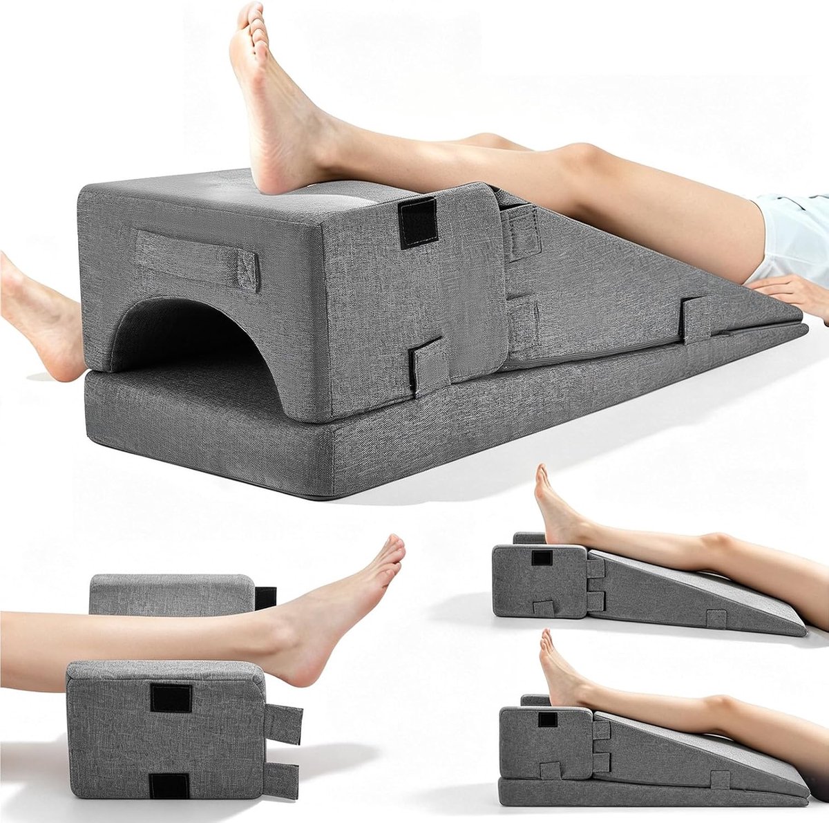 Leg Cushion, 3-in-1, Multi-Piece Support Cushion for Straight Support, Legs Lying Up and Relaxing, Knee Stretched - ShopVlot