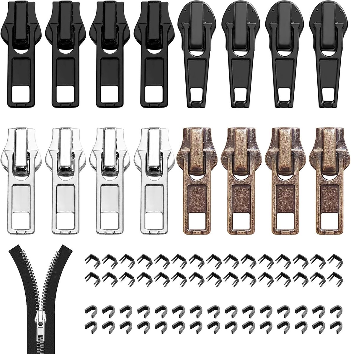 76-delige reparatieset met ritssluiting, reparatieset, ritssluiting reparatieschuiver, #5 vervangende ritssluiting, ritssluiting, vervanging voor jassen, mantels, tassen, tenten