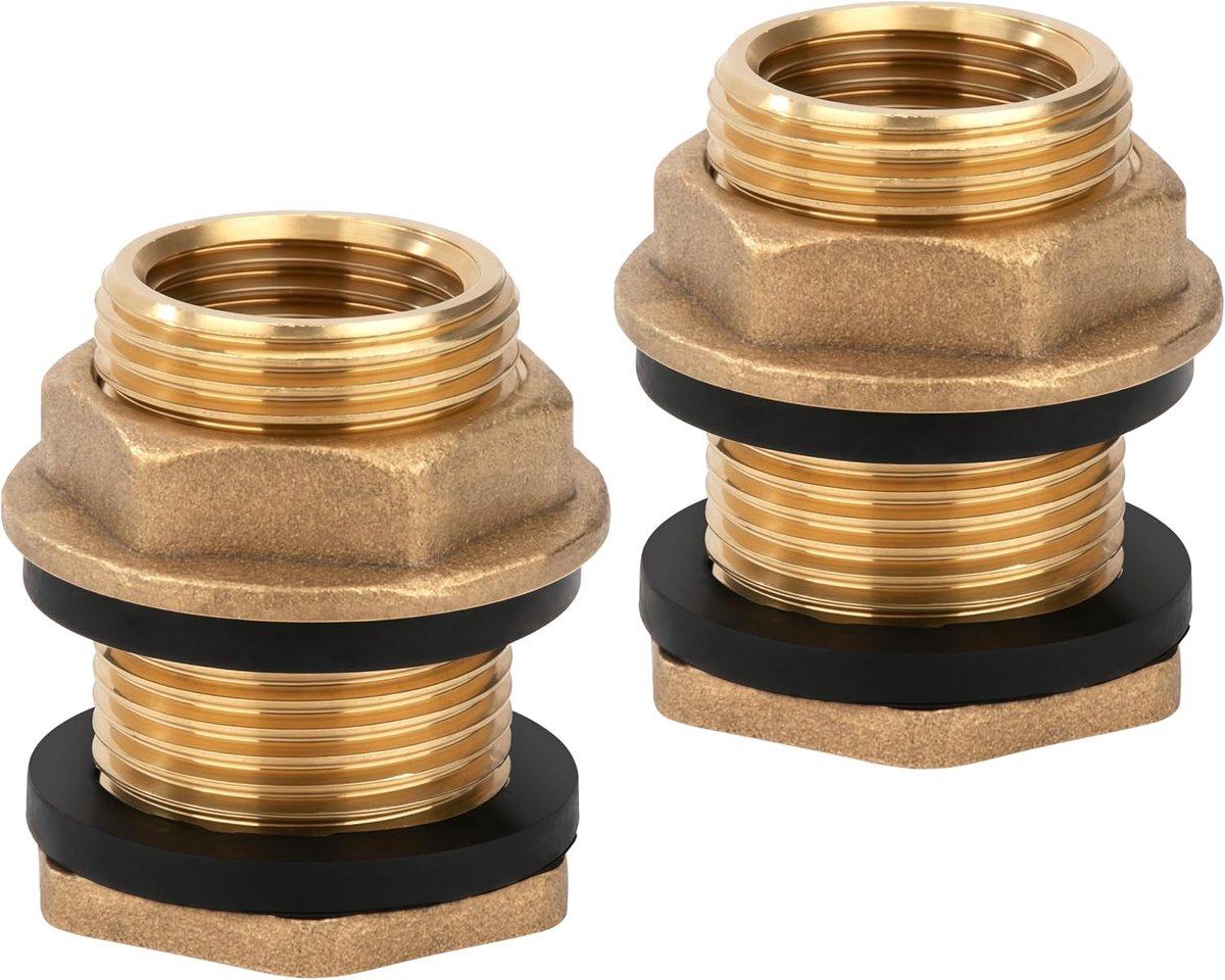 Tank Connector, 2pcs Brass Water Tank with Male Thread 2cm x 1.2cm Female Thread, Water Hose Connection for Tap - ShopVlot