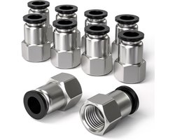 Bwintech 10 Pcs 8mm Tube OD x 1/8" Female BSP Thread Straight Push in Connection Pneumatic Fitting, PCF8-01 Quick - ShopVlot