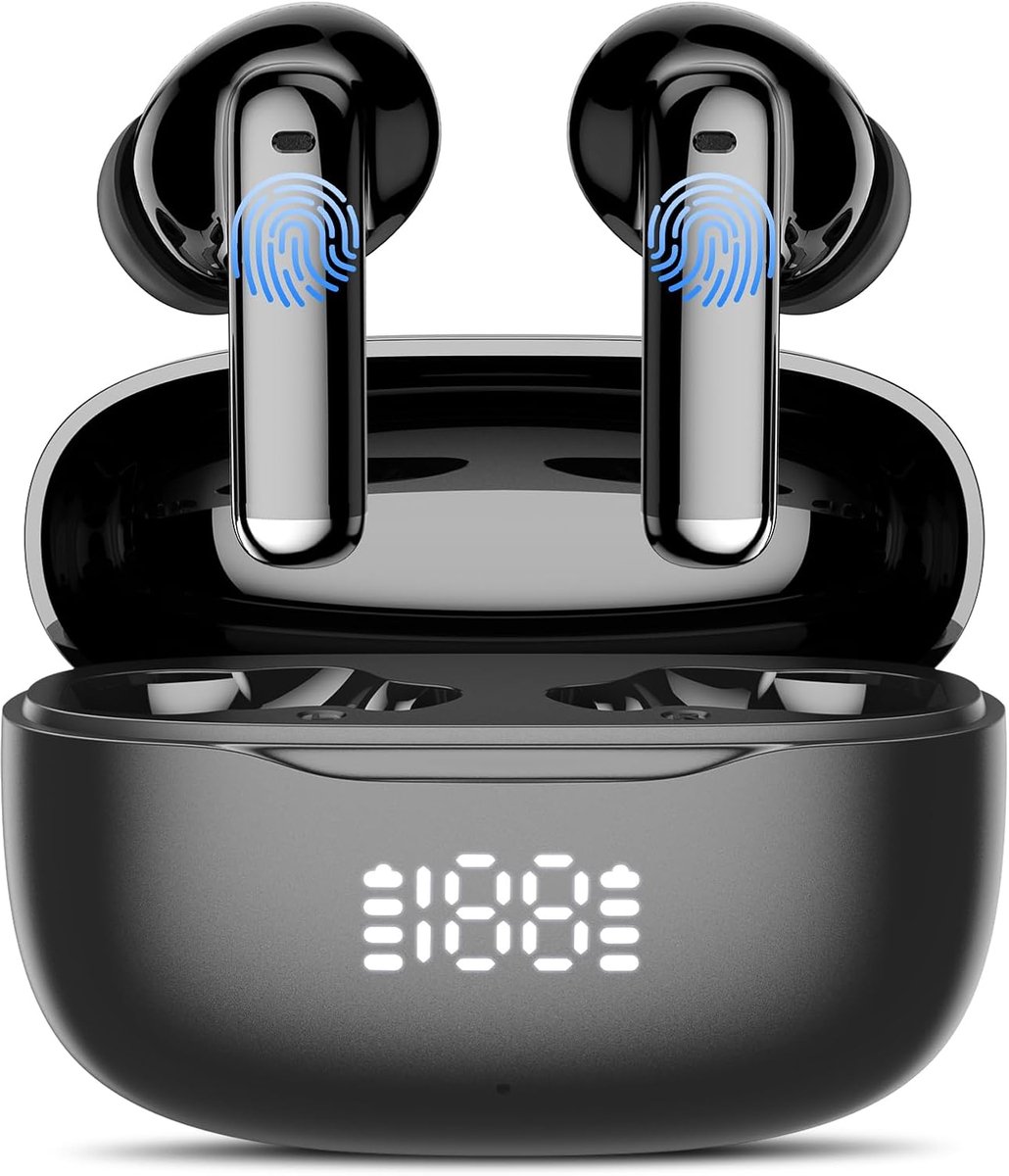 SnelShoppen - Draadloze Earbuds Bluetooth 5.3 In-Ear Koptelefoon met 4 ENC Noise Cancelling Microfoons, 50 Uur Speeltijd, LED Display, IPX7 Waterproof