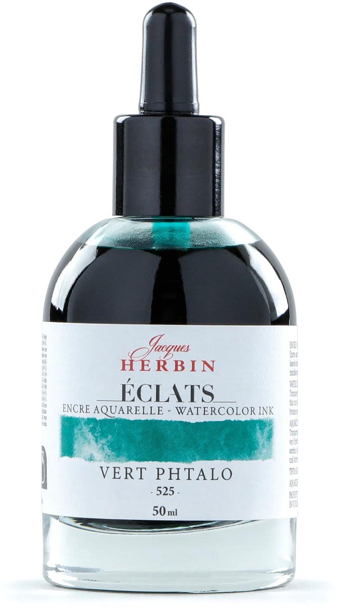 Jacques Herbin Éclats – Aquarel Inkt – Vloeibare Aquarelverf – Pthalo Groen – 525 – 50 ml