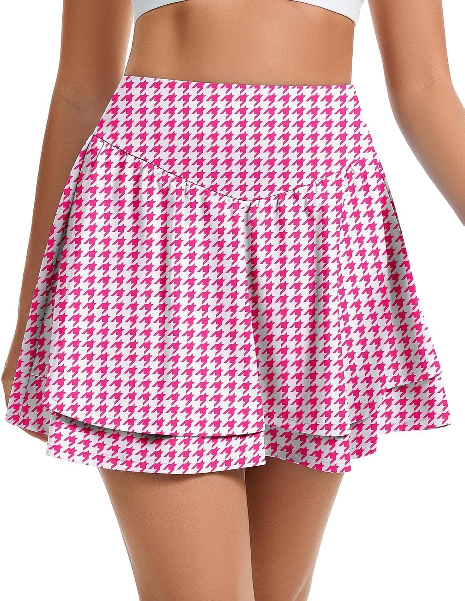 WOWENY Women's Tennis Skirt with Pants Under Trouser Skirt Women's Summer A-line Sports Skirt Walking Skirt Pleated - ShopVlot