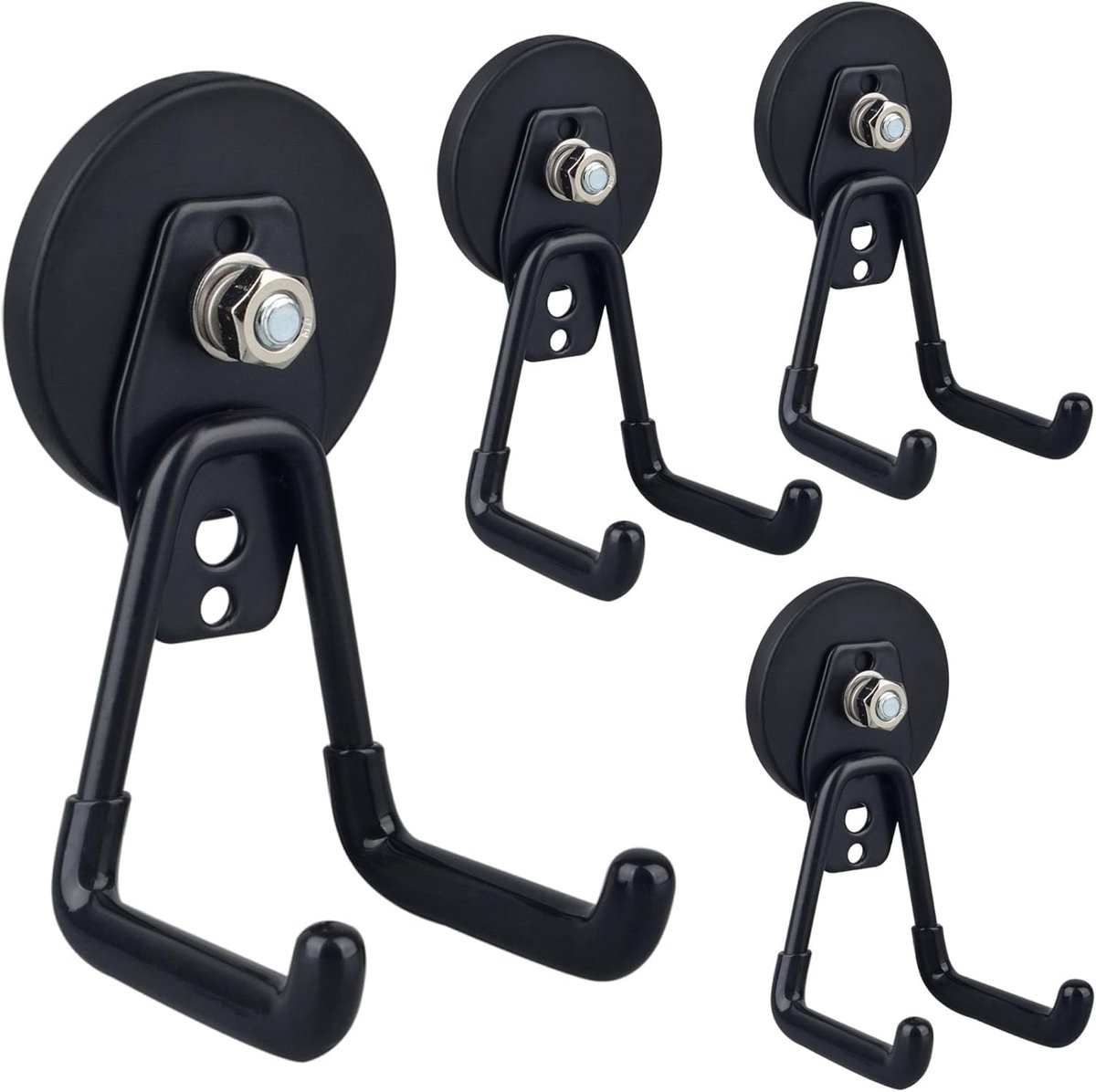 ULIBERMAG Magnetic Hooks for Garage, 4 Pieces, Magnetic Hooks with Non-Slip Coating for Indoor and Outdoor Hanging - ShopVlot