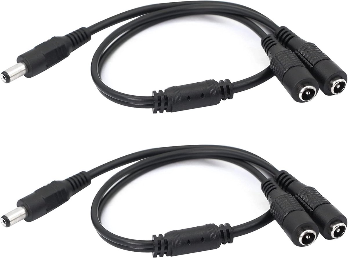 GINTOOYUN DC Power Extension Cable, DC 5.5mm x 2.1mm 1 Male to 2 Female Power Adapter Cable, for CCTV Surveillance - ShopVlot