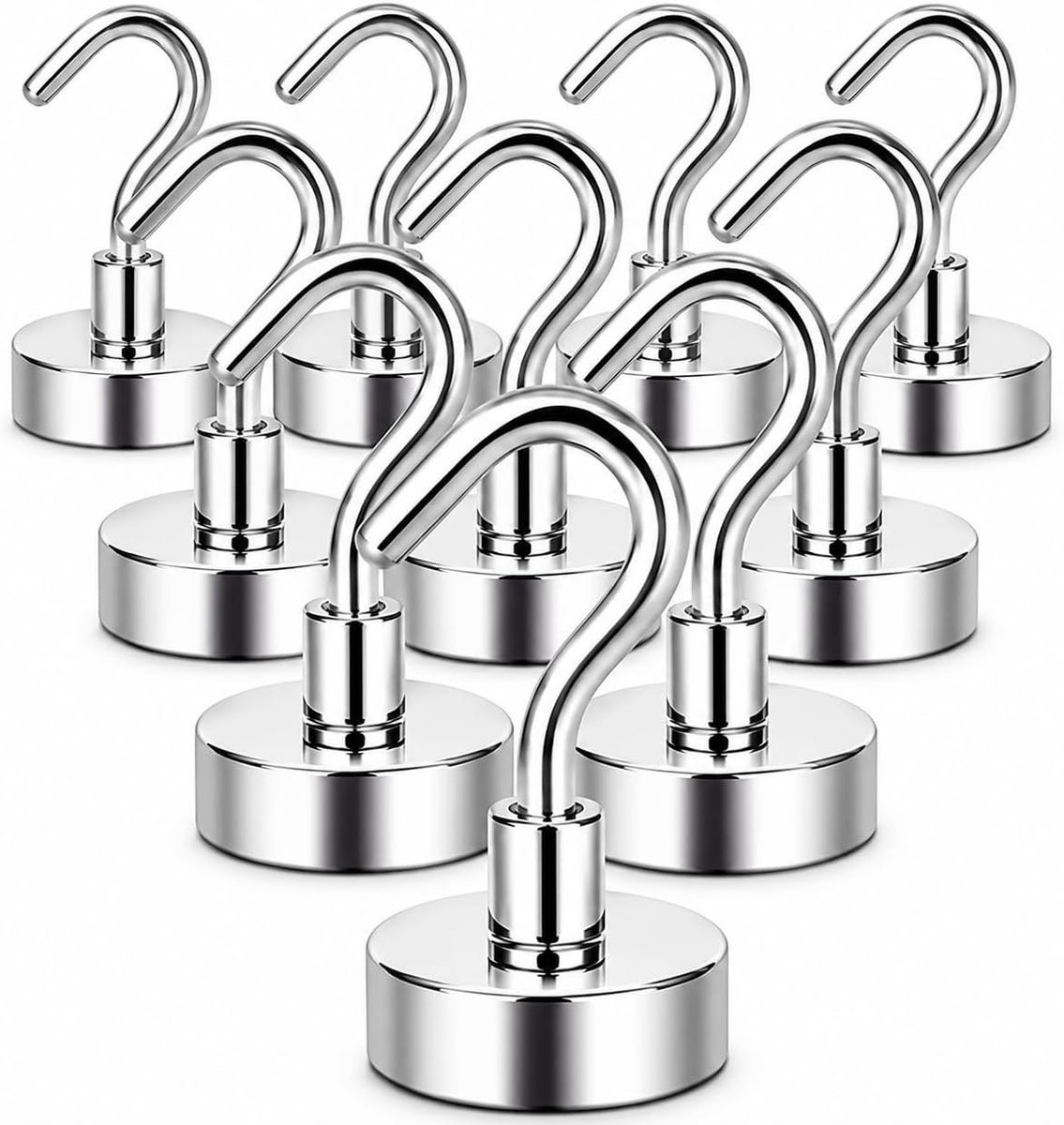 10 stuks magnetische haken, 20 mm, neodymium magneten, zeer sterk, met haken, magnetische haken voor koelkast, keuken - ShopVlot