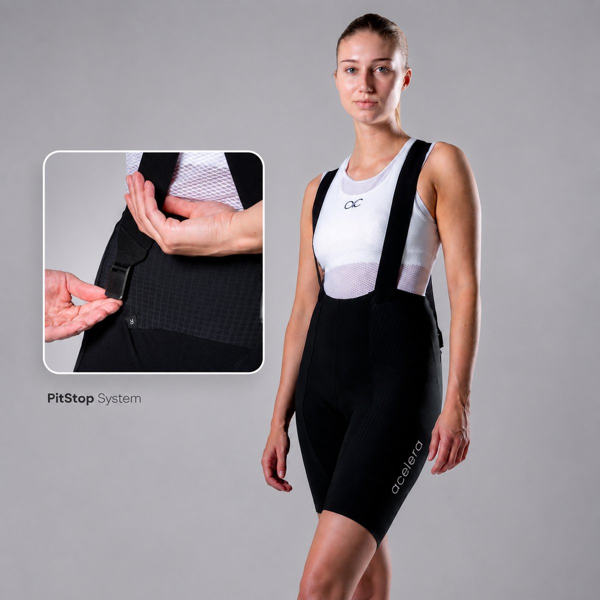 Acelera Pro Fietsshort Dames met Menstruatiezeem en PitStop System - Bibshort - Fietsbroek - Wielrenbroek - Wielerbroek - Mountainbike - Fietskleding - Koersbroek - Kort - Maat XL
