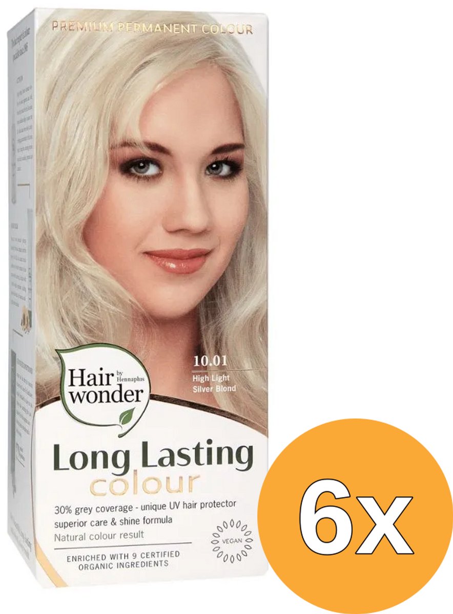 6x Hairwonder Long Lasting Colour 10.01 Silver Blond (100 ml)