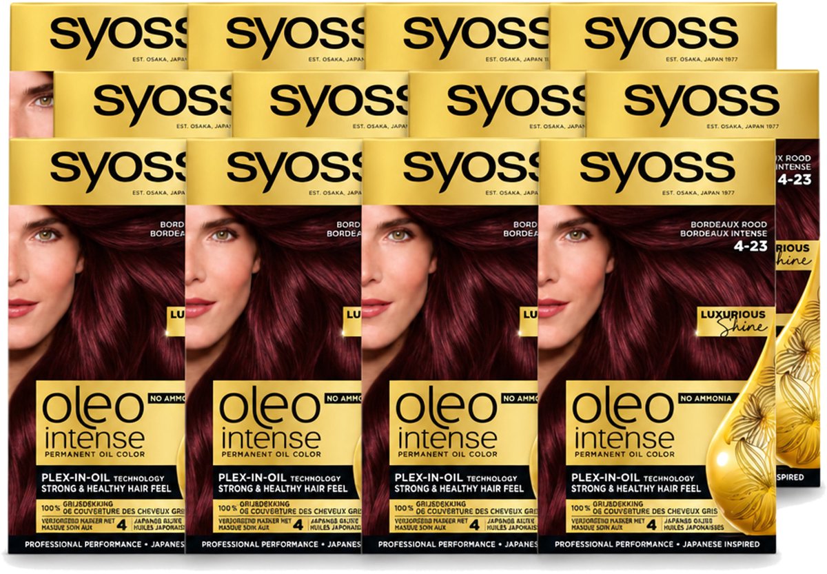 12 x SYOSS - Oleo Intense 4-23 - Haarverf - Permanente Haarkleuring - Bordeaux Rood - Langdurige Kleur - Voordeelverpakking - 12 stuks