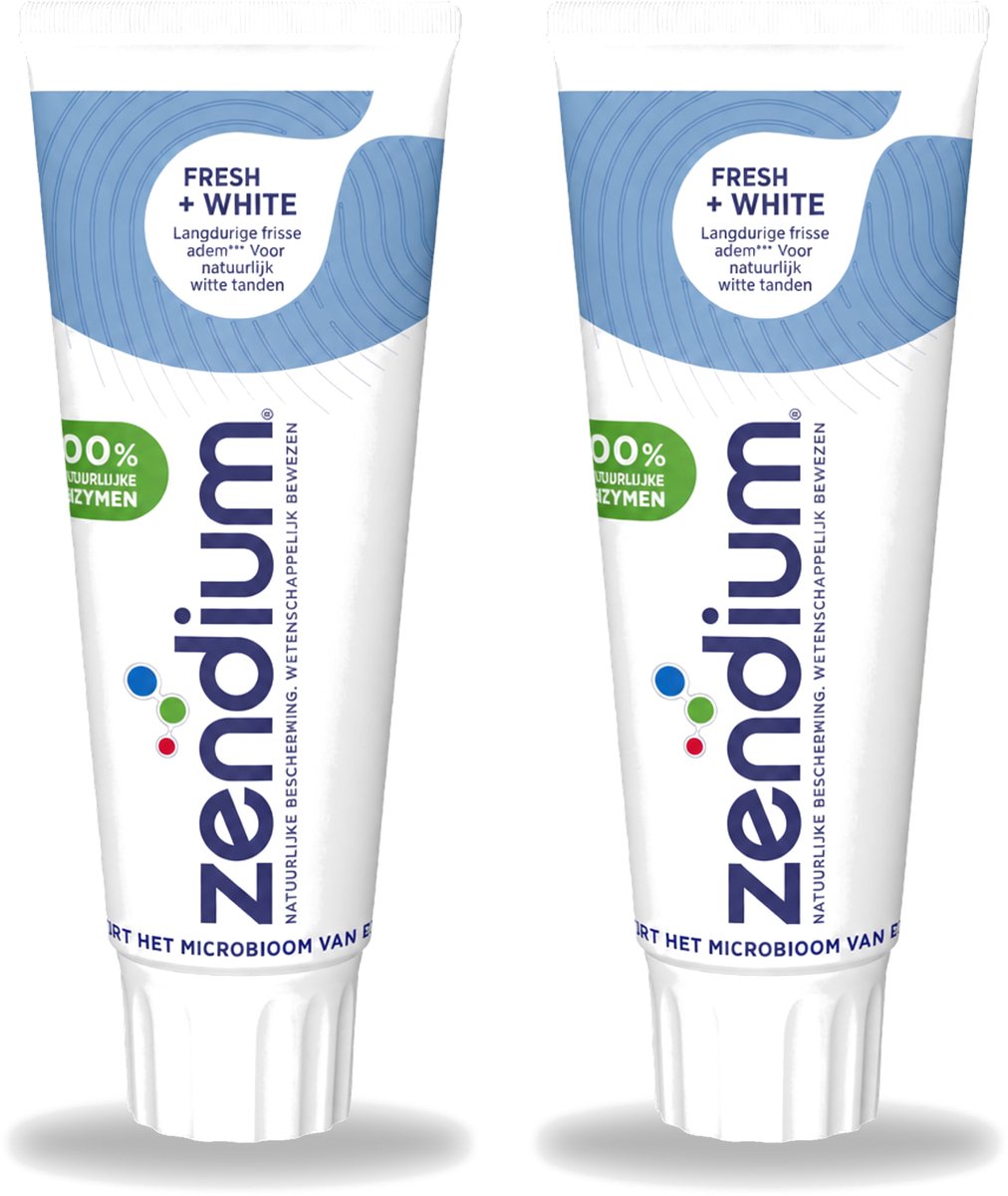 2 x Zendium - Tandpasta - Fresh+ White - 75 ml - Voordeelverpakking - 2 stuks