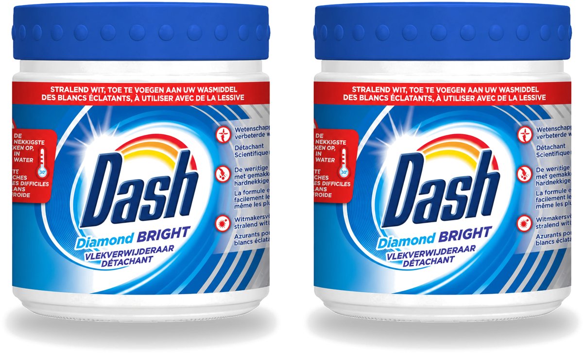 2 x Dash - Diamond Bright - Vlekverwijderaar Poeder - Voor Witte Was - 500 g - Voordeelverpakking - 2 stuks