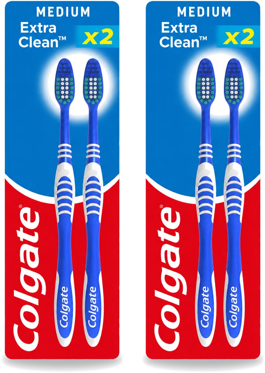 2 x Colgate - Tandenborstels - Extra Clean Duo - Medium - 2 borstels - Voordeelverpakking - 2 stuks