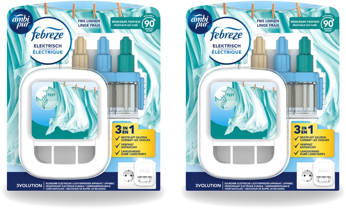 2 x Ambi Pur - 3Volution - Starterkit - Fresh Linnen - 20 ml - Voordeelverpakking - 2 stuks
