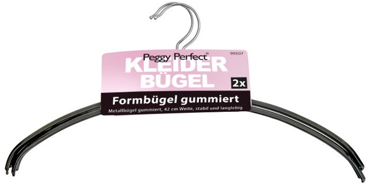 Peggy Perfect kledinghangers metaal, gegroefd, grijs, 420 mm