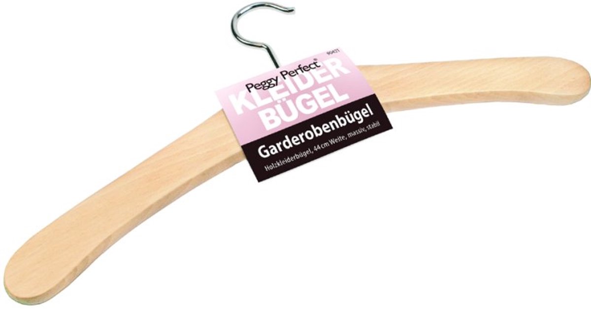 Peggy Perfect houten kledinghangers, zonder stang, naturel gelakt, 440 mm
