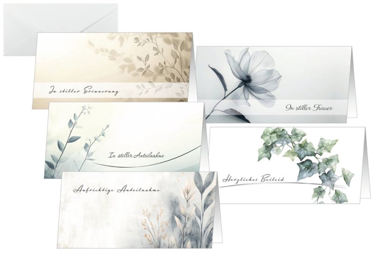 sigel rouwkaarten-set Floral, DIN lang, 250 g/m², 10 kaarten + 10 enveloppen