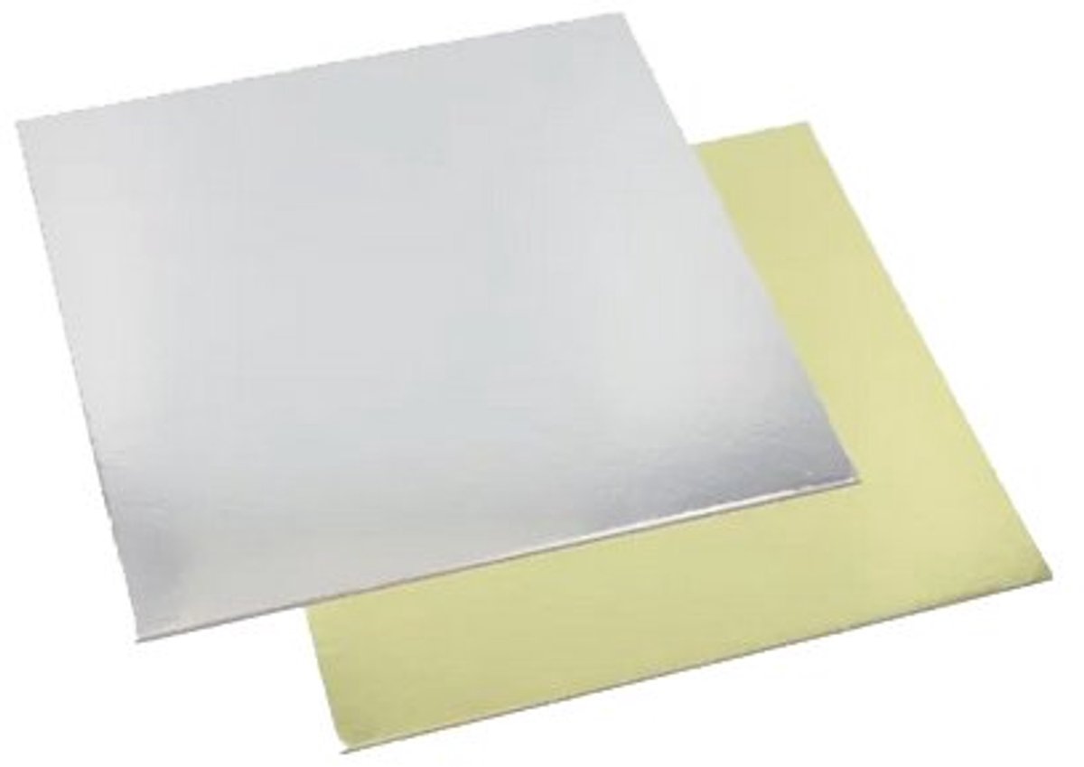 25 Taartonderlegger hoekig 0,3 cm x 28 cm x 28 cm goud/zilver
