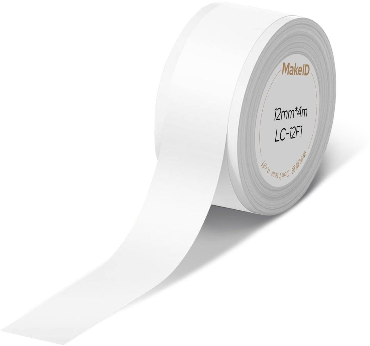MakeID L1-C Labeltape, navulverpakkingen, 12 mm x 4 m, continue stickertape, thermisch gelamineerd, waterdicht - ShopVlot