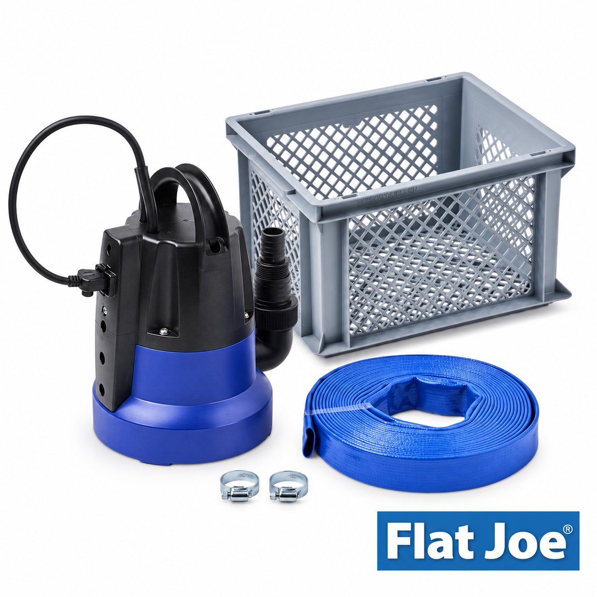 Bol.com Flat Joe ® - Plug&Play set VIP - vlakzuigende dompelpomp tot 1mm - slang 25mm (lengte 10mtr) incl. 2 slangklemmen en kra... aanbieding