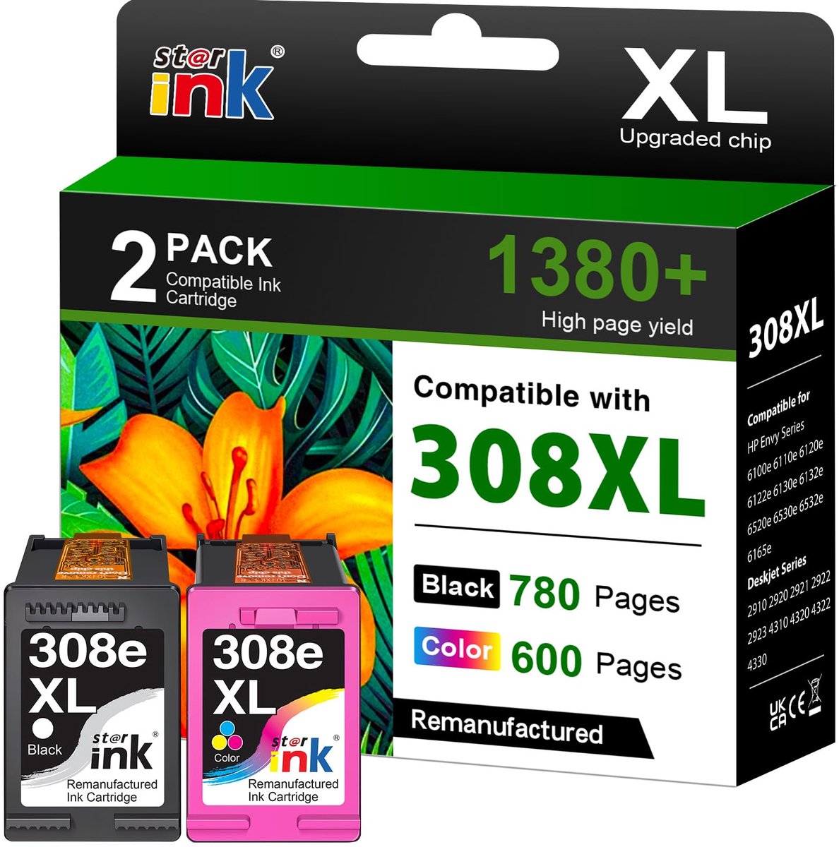 Starink 308XL inktpatronen, Compatibel met HP 308 inktpatronen XL voor HP Envy 6120e 6132e 6532e 6520e 6100e 6110e - ShopVlot