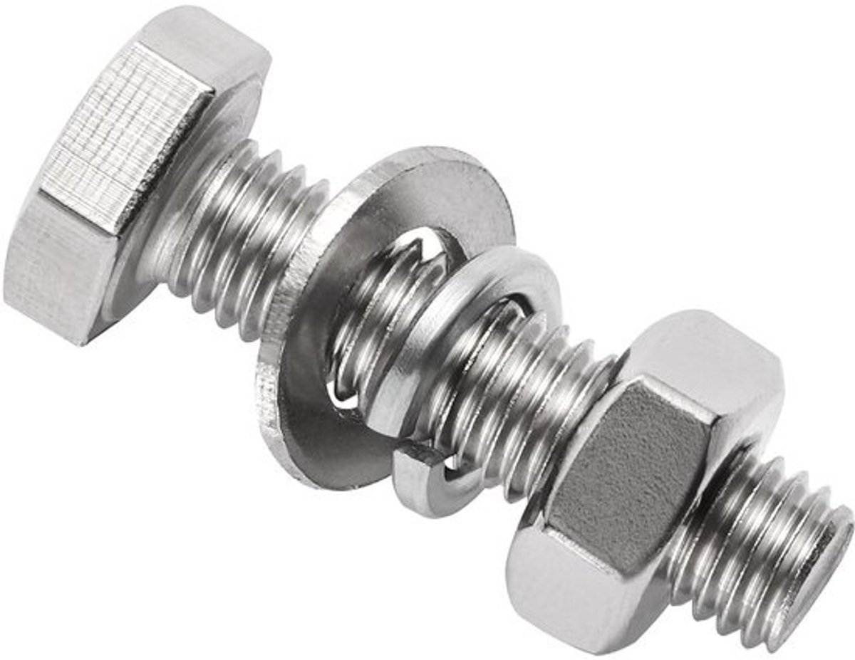 Zeskantschroevenset - Machineschroeven bouten - Doe-het-zelfmontage - Roestvrij staal - M6 x 50 mm