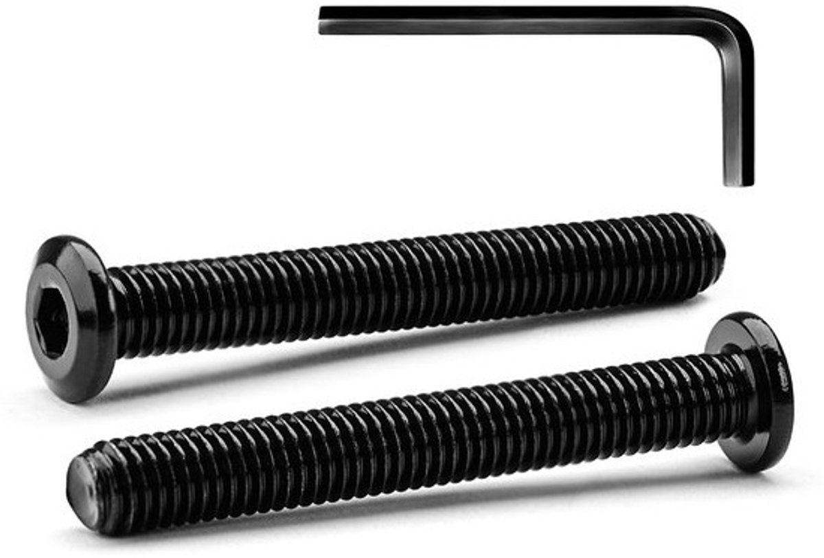 Zeskantschroeven - Metalen bouten - Voor bevestigingsklussen - Met zwarte oxidefinish - M6 x 60mm - Zwart