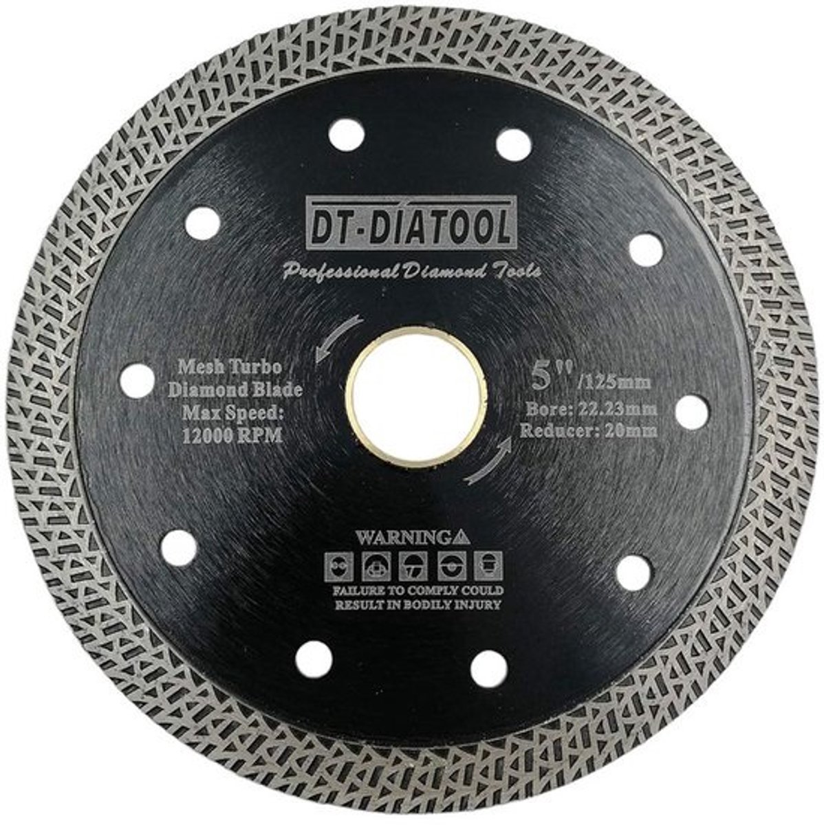 Diamantzaagblad - Turboblad - Voor tegels zagen - Gaas-turbontwerp - 125 mm - Zwart