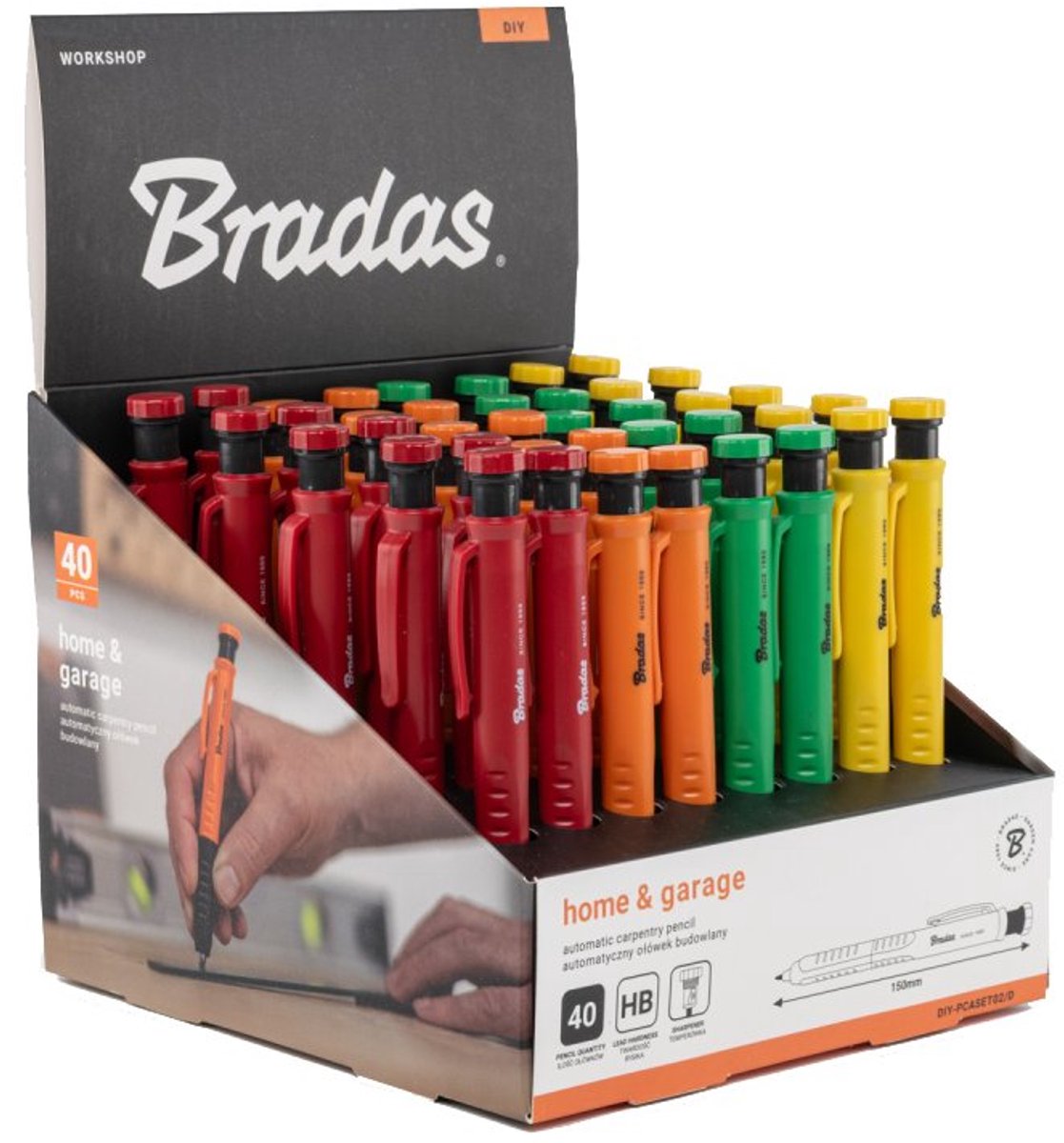 Bradas boorgat markers, grafietmijn HB, 40 stuks display