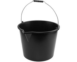 Bradas bouweimer, 16 liter, rond, met inhoudsschaal, zwart