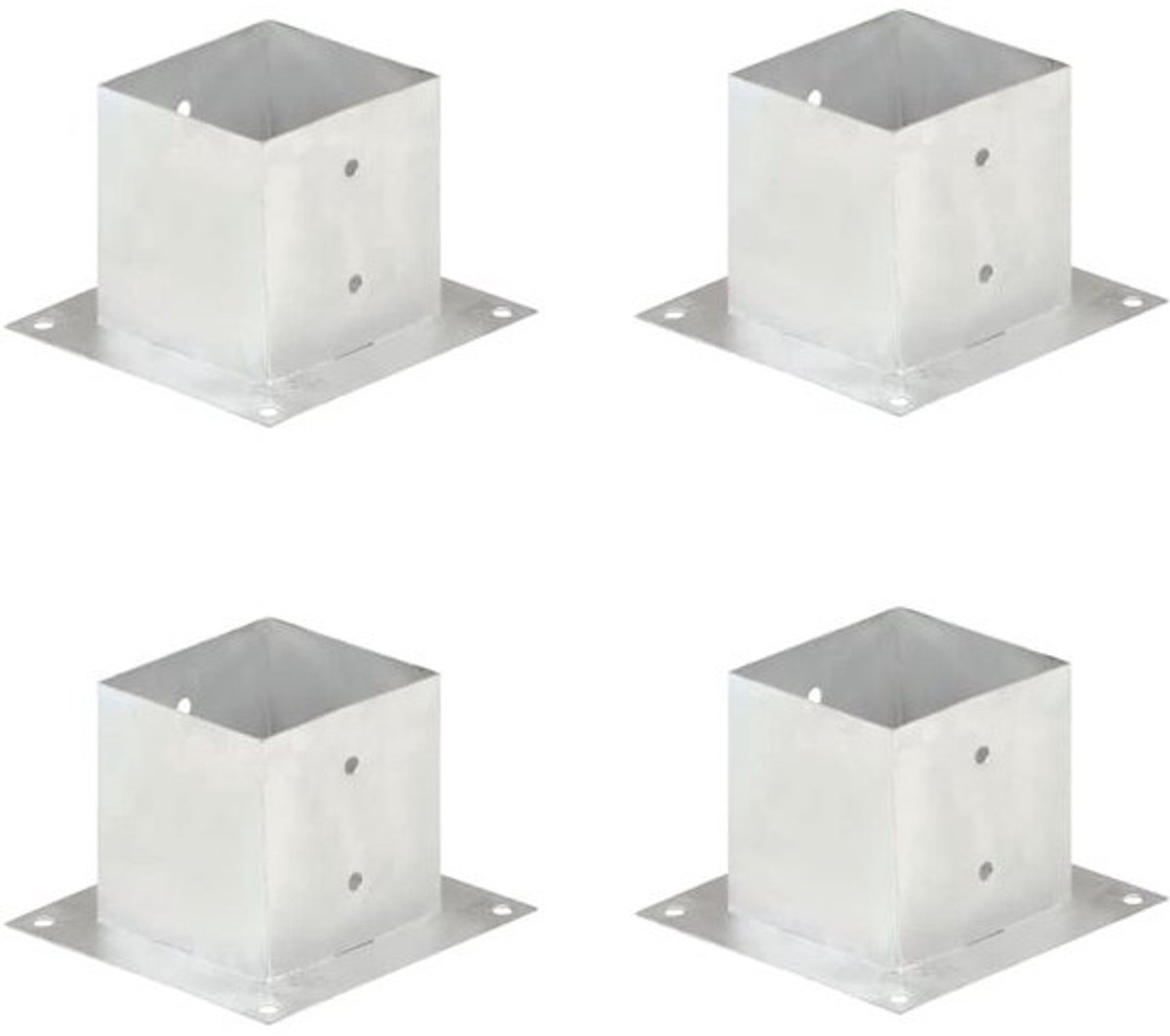Set paalankers - Voor bodembevestiging van palen - Voor stevige plaatsing - Roestbestendig metaal - 141mm buisdiameter - Zilver